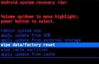 пункт wipe data factory reset