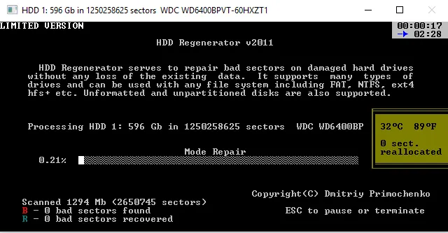 Сканирование и восстановление жесткого диска с помощью HDD Regenerator