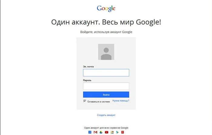 Аккаунт Google вход