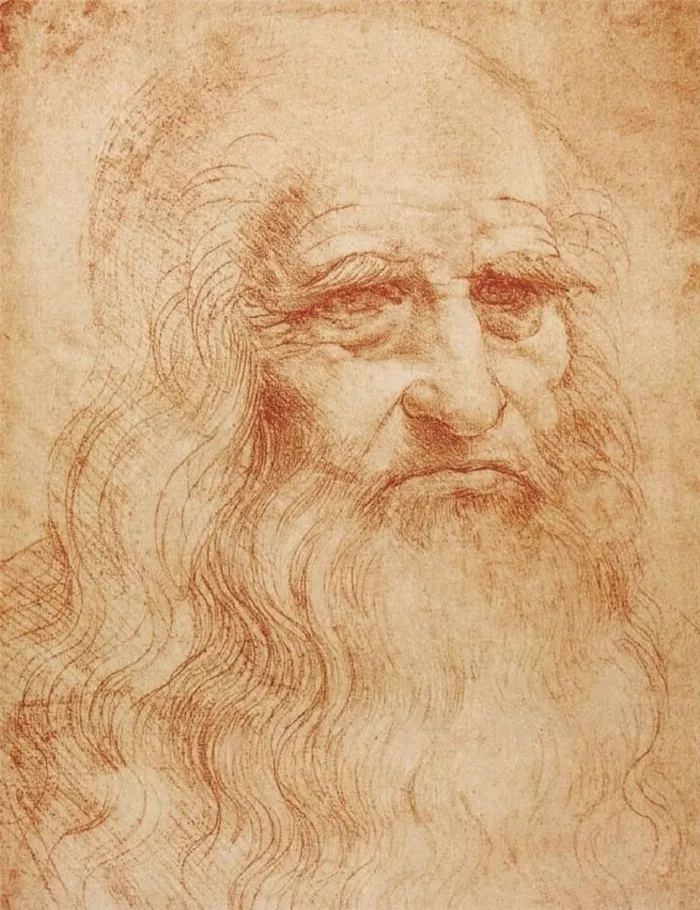 Предполагаемый автопортрет Леонардо да Винчи ок.1510-1515 года, Местонахождение: Королевская библиотека, Турин, Италия