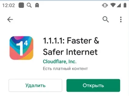Усановка 1.1.1.1 Faster& Safer Internet