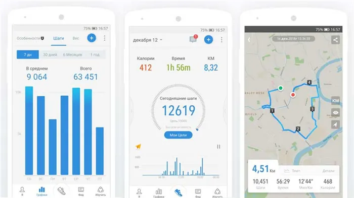 Программа Pacer Health шагомер на телефоне Android