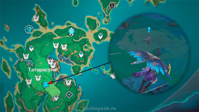 Местоположение Безымянного самурая на карте - Genshin Impact