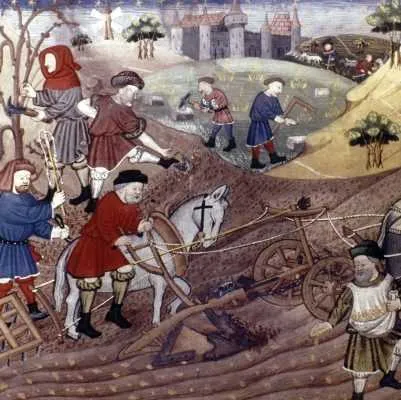 Крестьяне в поле (средневековая миниатюра)