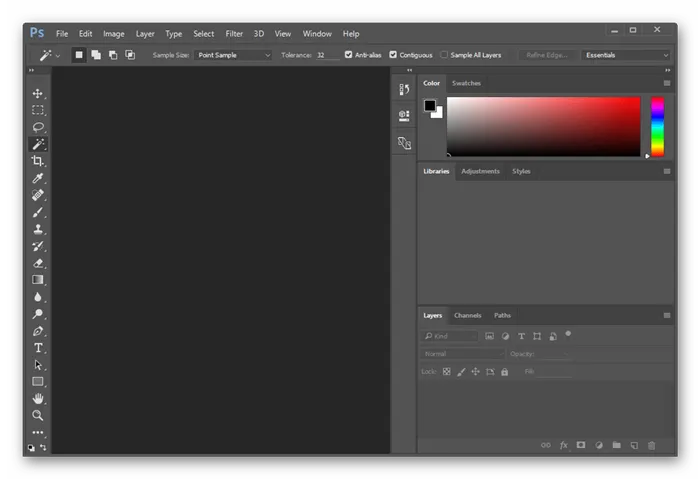 Интерфейс программы Adobe Photoshop