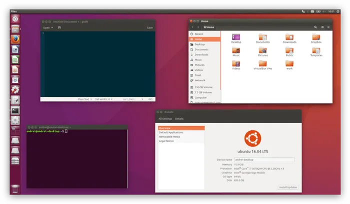 скриншот рабочего стола ubuntu