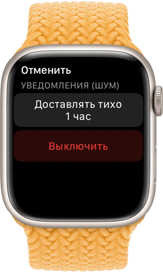 Apple Watch с экраном отключения звука уведомлений