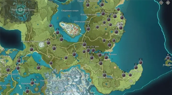 Список мест, где на карте можно найти Железо в Genshin Impact (Геншин Импакт)