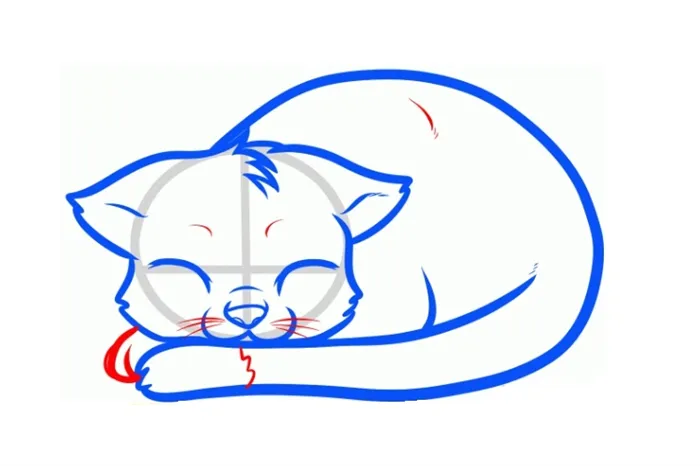 Рисунок спящей кошки