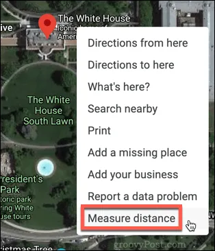 Опция измерения расстояния Google Maps