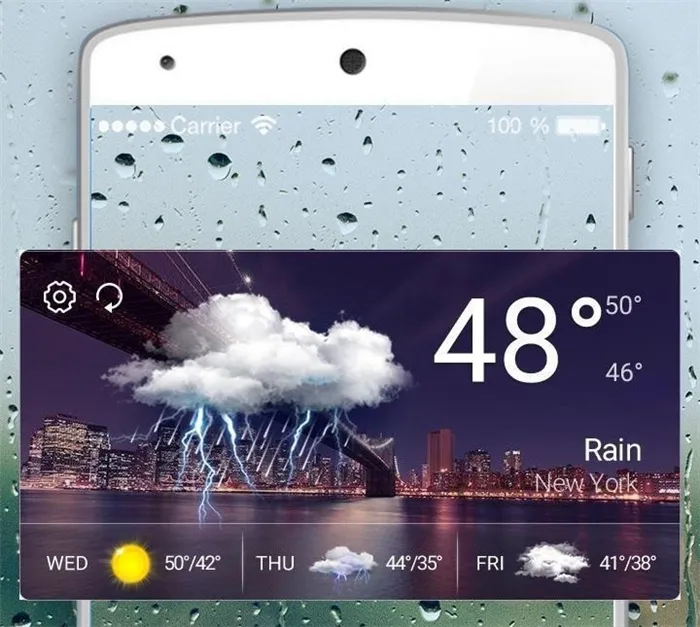 Приложение погоды в смартфоне 