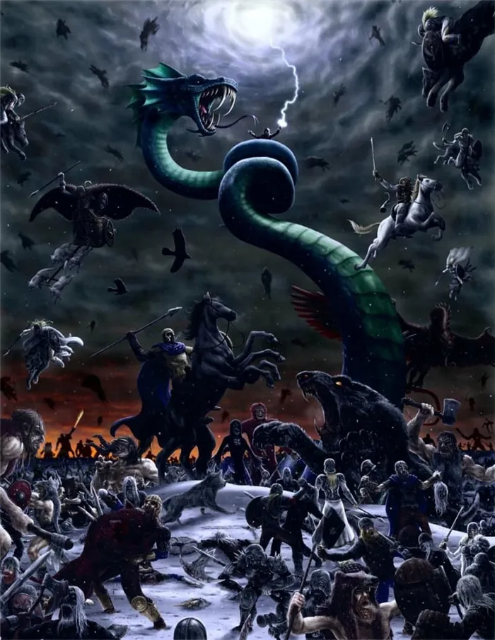 К чудовищному Фенриру и его сыновьям присоединится огромный змей Ёрмунганд / © HarryBuddhaPalm / deviantart.com